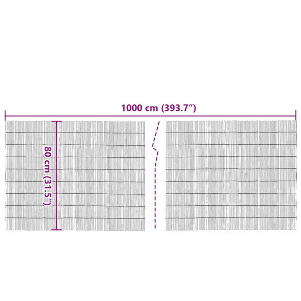 vidaXL Tuinscherm 1000x80 cm riet