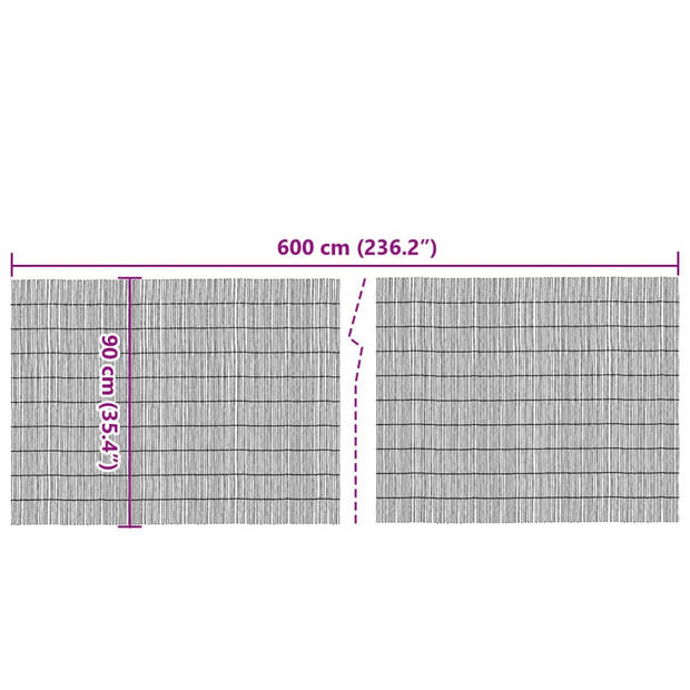 vidaXL Tuinscherm 600x90 cm riet