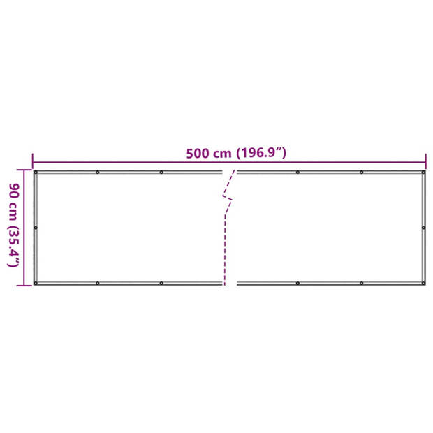 vidaXL Balkonscherm 500x90 cm PVC grijs