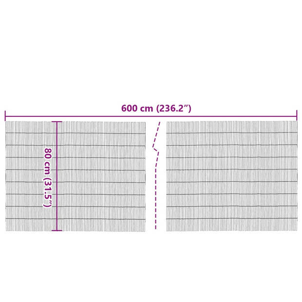 vidaXL Tuinscherm 600x80 cm riet