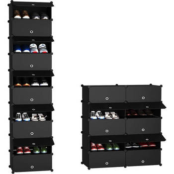 Bellettini® Verstelbaar Schoenenkast - Schoenenrek met ruimte voor 20 schoenen - Zwart