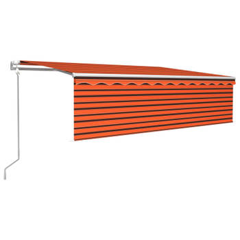 vidaXL Luifel automatisch rolgordijn LED windsensor 5x3 m oranje bruin