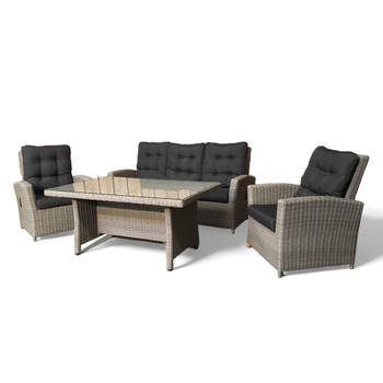 Loungeset / Sofaset Canberry Blended Grey voor 5 personen met verstelbare rugleuning