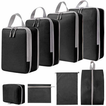 Oliva's - Packing Cubes - Packing cubes compression - Kleding organizer voor bagage - 8 delig - Zwart