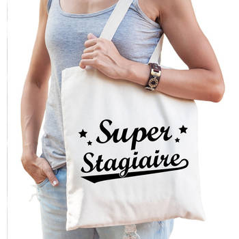 Super stagiaire cadeau tas / shopper naturel katoen voor dames - Feest Boodschappentassen