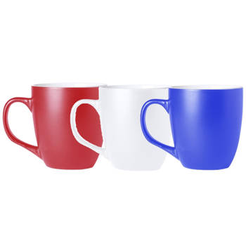 BD Koffie mokken/bekers Holland - 6x - keramiek - met oor - rood/wit/blauw - 440 ml - Bekers