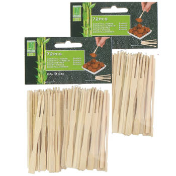 Hapjes/sate prikkers/spiesjes - bamboe hout - 144x stuks - 9 cm - amuse/bbq/feestje - prikkers (sate)