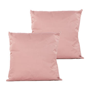 Anna's Collection Sierkussen voor binnen en buiten - 2x - oud roze - 45 x 45 cm - tuinkussen - Sierkussens