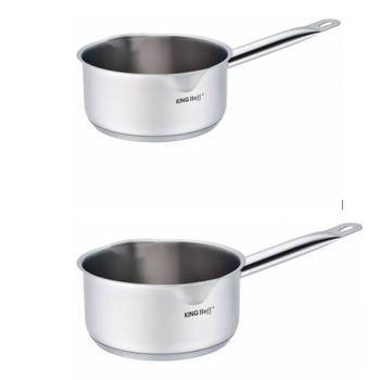 2 x Kinghoff steelpan Ø12 cm en Ø16 cm - 0,5 en 1,5 liter