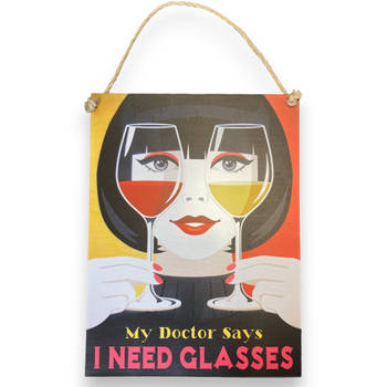 Metalen Wandbord - I need glasses - 30 x 40 cm