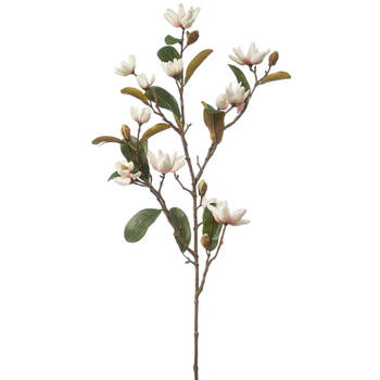 Emerald Kunstbloem Magnolia Pearl tak - 87 cm - creme/roze - Kunst zijdebloemen - Kunstbloemen