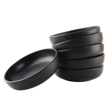 OTIX Diepe borden - Soepborden - Set van 6 stuks - 19cm - Zwart - Keramiek - WILLOW