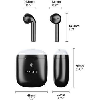 RYGHT R483898 DYPLO 2 - True Wireles Earphones - Zwart