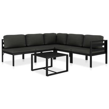 vidaXL 6-delige Loungeset met kussens aluminium antraciet