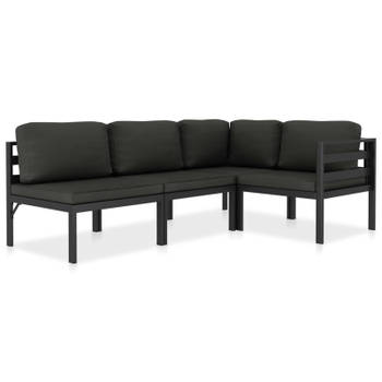 vidaXL 4-delige Loungeset met kussens aluminium antraciet