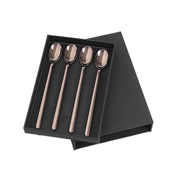 Broste Copenhagen Dessertlepels 'Hune' Set van 4, Espresso