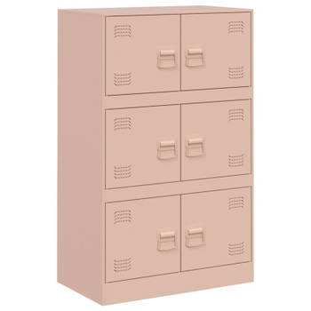 vidaXL Dressoir 67x39x107 cm staal roze