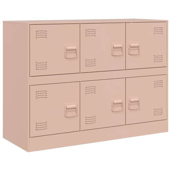 vidaXL Dressoir 99x39x73 cm staal roze