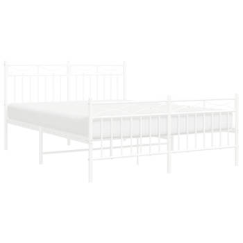 vidaXL Bedframe met hoofd- en voeteneinde metaal wit 135x190 cm