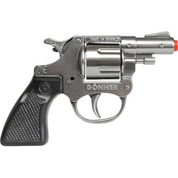 Gohner politie verkleed speelgoed revolver/pistool met kort loop - metaal/plastic - 8 schots - Verkleedattributen