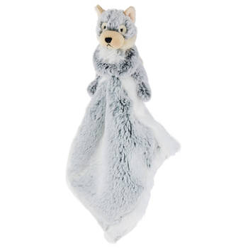 Grijze wolven knuffeldoekjes knuffels 25 cm knuffeldieren - Knuffeldoek