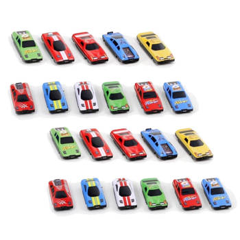 Speelgoedautos/racewagens speelgoed set - 16x stuks - metaal - diverse kleuren en modellen mix - Speelgoed auto's