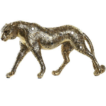 Items Home decoratie dieren beelden - Luipaard - 34 x 7 x 17 cm - voor binnen - goud kleurig - Beeldjes