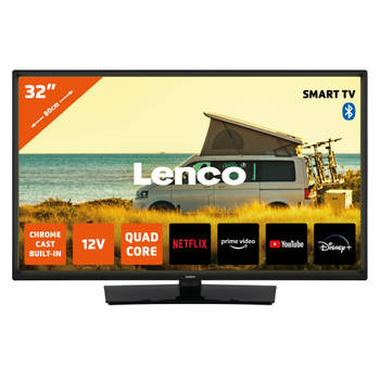 32" Android Smart TV met 12V auto adapter Lenco Zwart