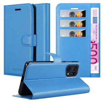 Cadorabo Hoesje geschikt voor Oppo FIND X5 PRO in PASTEL BLAUW - Beschermhoes Cover magnetische sluiting Case