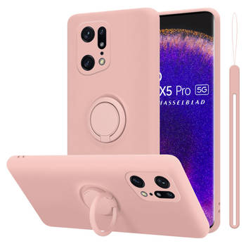 Cadorabo Hoesje geschikt voor Oppo FIND X5 PRO in LIQUID ROZE - Beschermhoes van TPU silicone Case Cover met ring