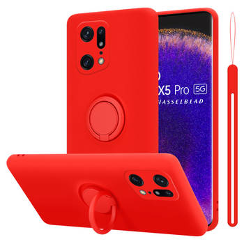 Cadorabo Hoesje geschikt voor Oppo FIND X5 PRO in LIQUID ROOD - Beschermhoes van TPU silicone Case Cover met ring