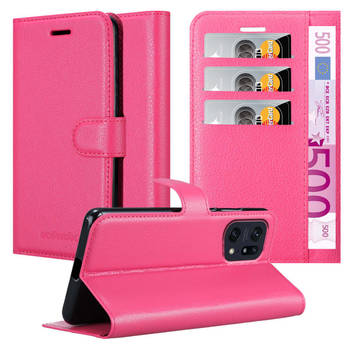 Cadorabo Hoesje geschikt voor Oppo FIND X5 PRO in KERSEN ROZE - Beschermhoes Cover magnetische sluiting Case