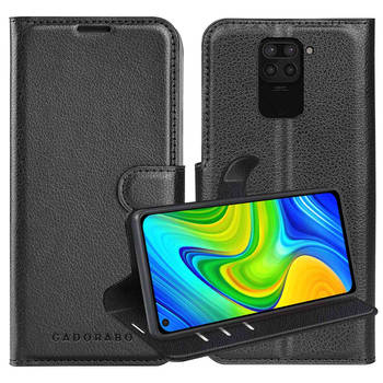 Cadorabo Hoesje geschikt voor Xiaomi RedMi NOTE 9 in PHANTOM ZWART - Beschermhoes Cover magnetische sluiting Case