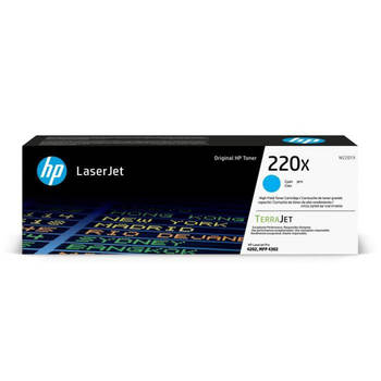 Originele HP 220X cyaan tonercartridge met hoog rendement (W2201X) voor HP LaserJet Pro 4202/4302