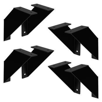 ML-Design 8 stuks plankbeugel 15 cm, zwart, metaal, driehoekige plankbeugels, zwevende plankbeugels, wandbevestiging,