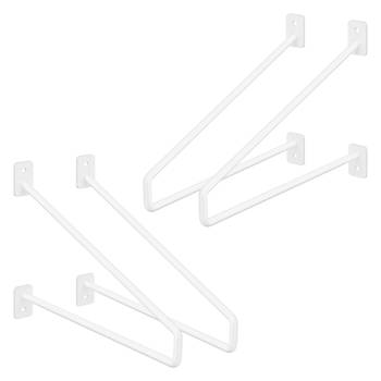 ML-Design 4 stuks plankbeugel, 265 mm, wit, gemaakt van staal, haarspeld plankbeugels, zwevende plankbeugel, haarspeld