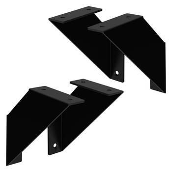 ML-Design 4 stuks plankbeugel 15 cm, zwart, metaal, driehoekige plankbeugels, zwevende plankbeugels, wandbevestiging,