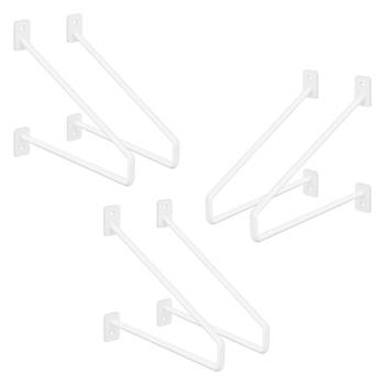 ML-Design 6 stuks plankbeugel, 220 mm, wit, gemaakt van staal, haarspeld plankbeugels, zwevende plankbeugel, haarspeld