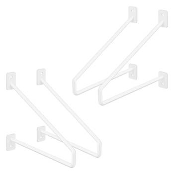 ML-Design 4 stuks plankbeugel, 220 mm, wit, gemaakt van staal, haarspeld plankbeugels, zwevende plankbeugel, haarspeld