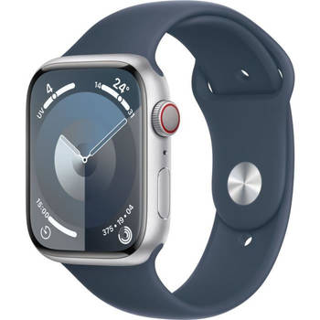 Apple Watch 9 GPS 45mm Zilver Aluminium met Blauw Sportband M/L