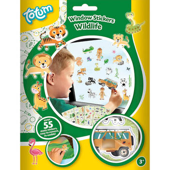 TotumA Auto raamstickers - 55 stuks - jungle/wildlife thema - voor kinderenA - Raamstickers