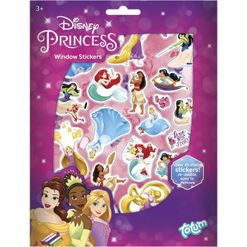 Totum Disney Princess auto raamstickers - 45 stuks - prinsessen thema - voor kinderen - Raamstickers