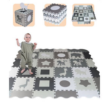 Bellettini® Speelmat voor Baby - Speelgoed 1 jaar - 36 Delige Puzzelmat - Kruipmat - Foam Tegels - Naturel