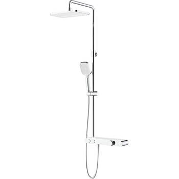 Thermostatische Regendoucheset met Planchet - Leoni Inoli - 30cm - Vierkante Hoofddouche - Handdouche - Chroom/Wit