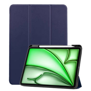 Basey Apple iPad Air 6 13 (2024) Hoesje Kunstleer Hoes Case Cover -Donkerblauw