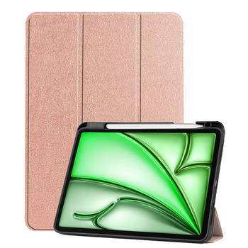 Basey Apple iPad Air 6 11 (2024) Hoesje Kunstleer Hoes Case Cover -Rose goud