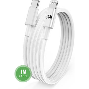 Travelhawk USB-C naar lightning Kabel - Oplaadkabel Apple iPhone - Oplader Iphone - Fastcharging - 1 Meter - Wit