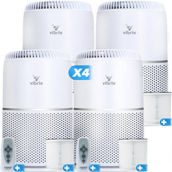 4 X Vibrix Vortex20 luchtreiniger + 4 afstandsbedieningen - 70 m² - Automatische stand + 6-in-1 HEPA filtersysteem - Luc