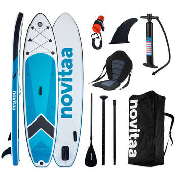 Novitaa SUP Board - Opblaasbaar Paddle Board - Complete Set - Max. 150KG - 324x76cm - Inclusief pomp en draagtas - SB01G