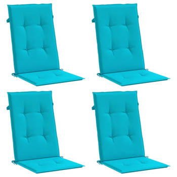 vidaXL Stoelkussens 4 st hoge rug stof turquoise